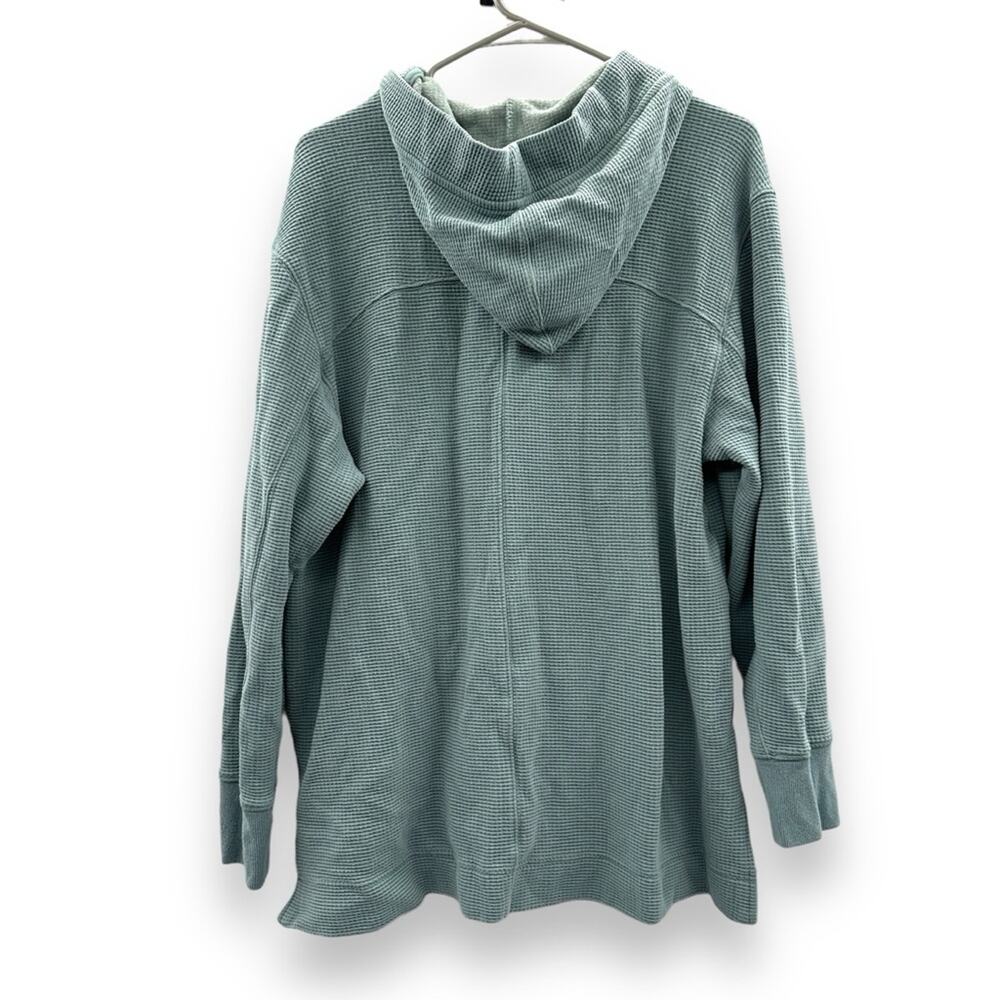 Athleta Coaster Luxe Waffle Hoodie Long Sleeve Sweatshirt in Seafoam Green Sz L - Picture 7 of 14